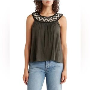 Lucky Brand Women’s Embroidered Round Neck Cotton Tank Size 3X Mature